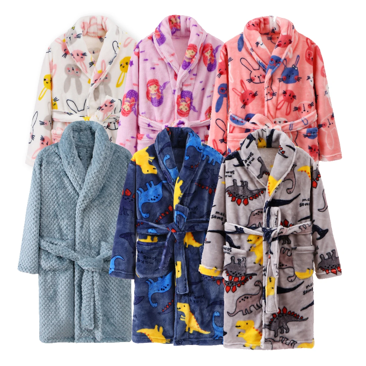Aldult детский осенне-зимний мягкий флисовый халат с карманами пижамы для детей