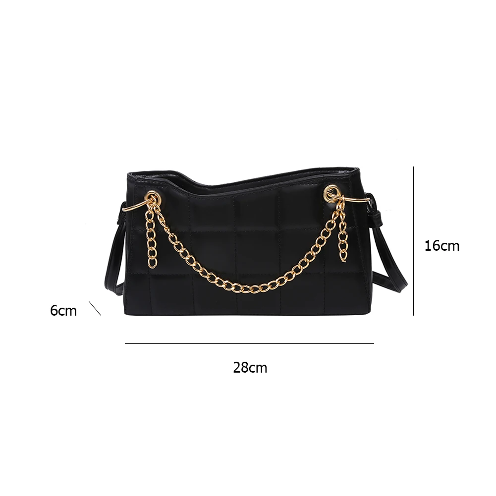 

Casual Lattice Pattern Women PU Leather Crossbody Bag Lady Chain Solid Shoulder Female Handbags Messenger Bag
