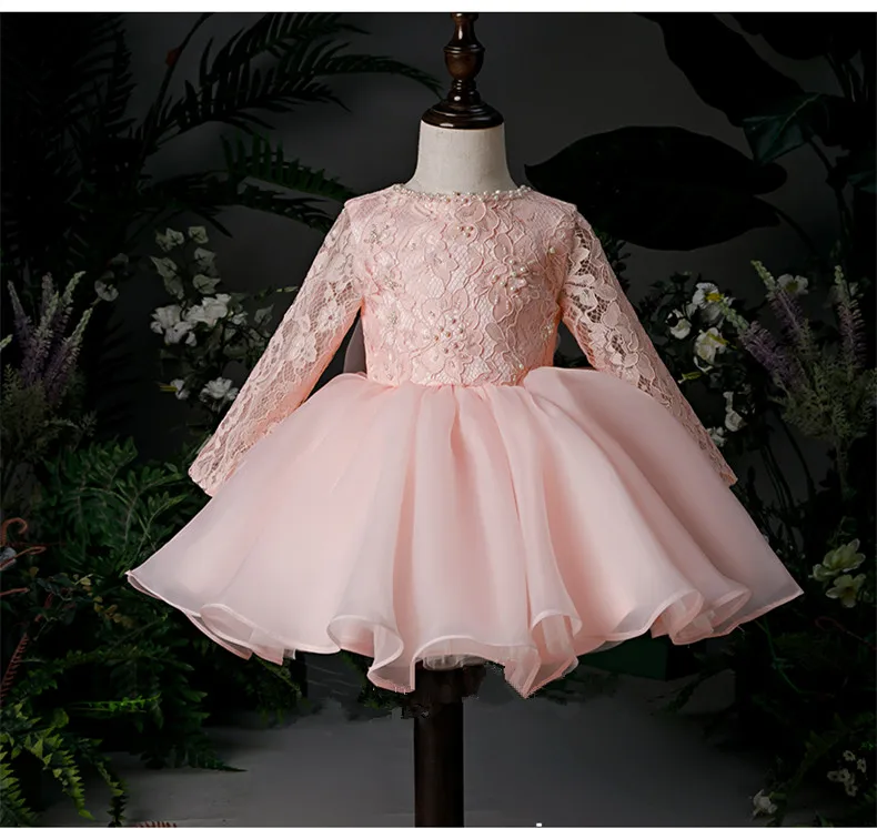 Платье детское с длинным рукавом из тюля кристаллами и бисером | Мать ребенок