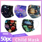 50 шт., одноразовые маски для лица с мультяшным принтом