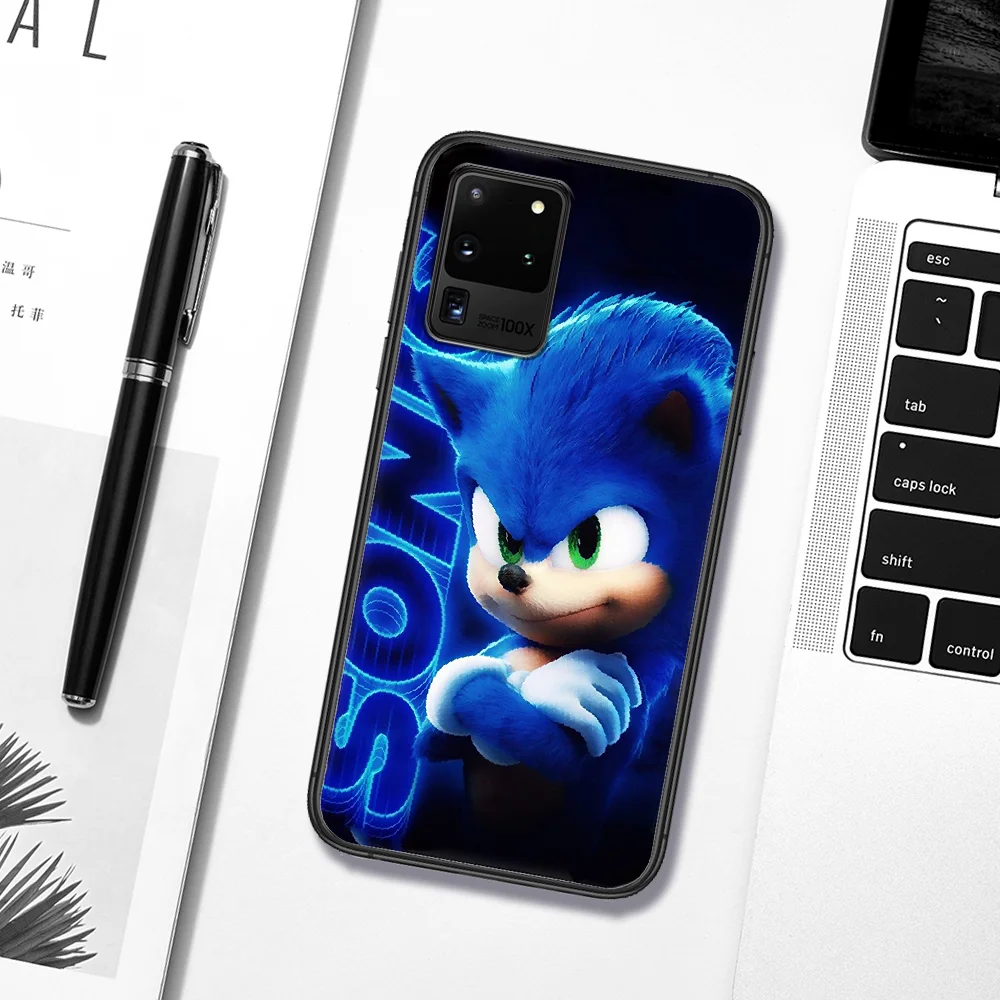 

Cartoon Sonic Game Phone Case For Samsung Galaxy S 6 7 8 9 10 E 20 UITRA FE 21 Edge Note 8 9 10 Plus black Funda Fashion Bumper