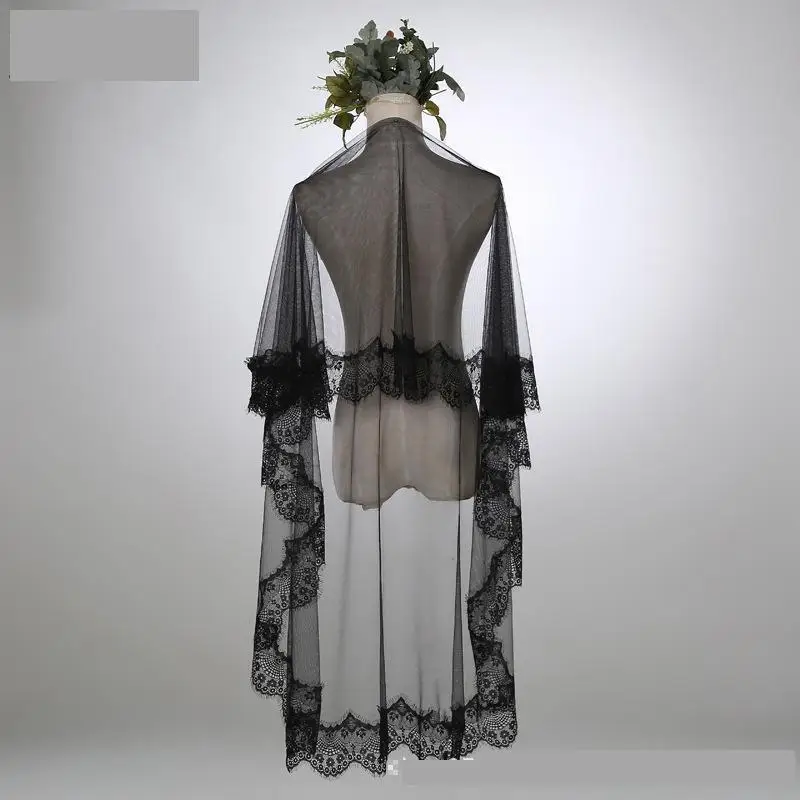 Черная Фата специально для свадебной фотографии Cos мягкий кружевной тюль