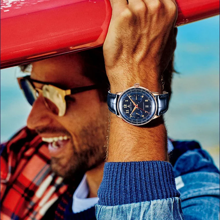 Мужские Водонепроницаемые механические часы на кожаном ремешке с сапфировым