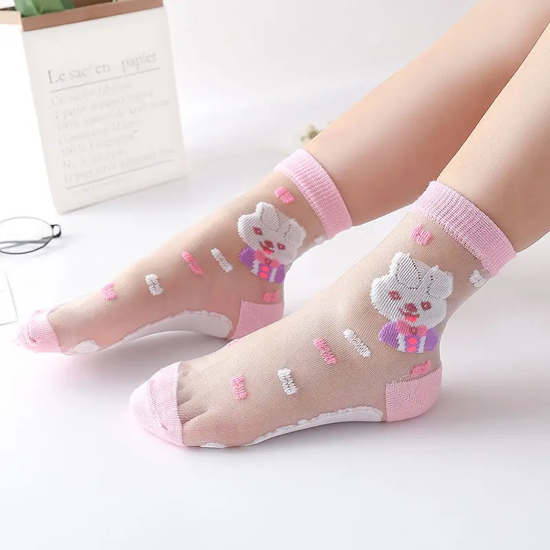 

Весенне-летние детские носки, для девочек, носки с кристаллами, чулки, ледяной шелк, дышащая ткань, женские носки