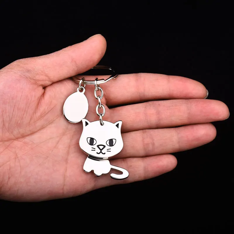 

10pcs/lot 360 degree shake head activity cat and dog keychain high quality moving keyring fashion key chain key holder