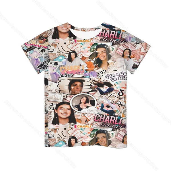 

Summer Children Charli Damelio 3D Printed T Shirt Harajuku Teenagers Tshirt Boys Girls Short Sleeves Tee Tops Kids Funny T-shirt