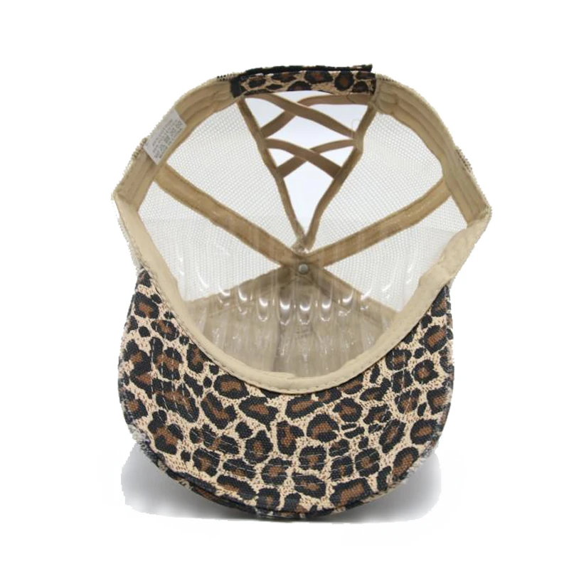 

Women hats Sport Outdoor Criss Cross Ponytail Hat Leopard Camouflage Cap Sun Protection Snapback Hat Washed Cotton Baseball Caps