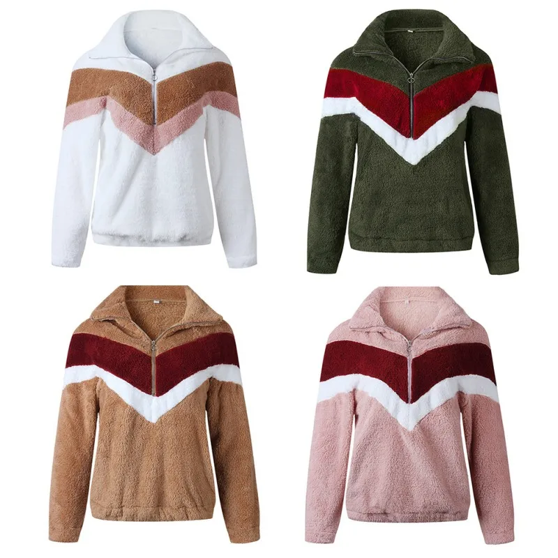 Женский свитер с высоким воротником длинными рукавами на молнии Повседневный