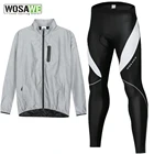 Мужская осенне-зимняя велосипедная куртка WOSAWE, комплект, ветрозащитная Водонепроницаемая теплая велосипедная куртка для горного велосипеда, брюки с подкладкой, велосипедный костюм, велосипедная одежда