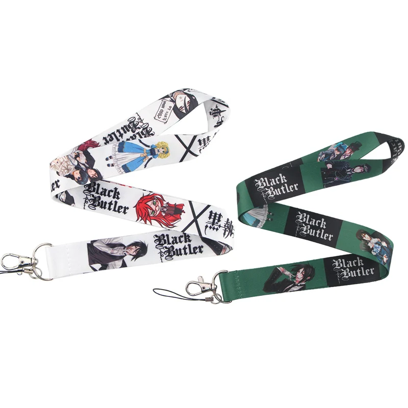 CA228 Черный Дворецкий мультфильм брелок шейный ремень ремешки для ключей ID карты