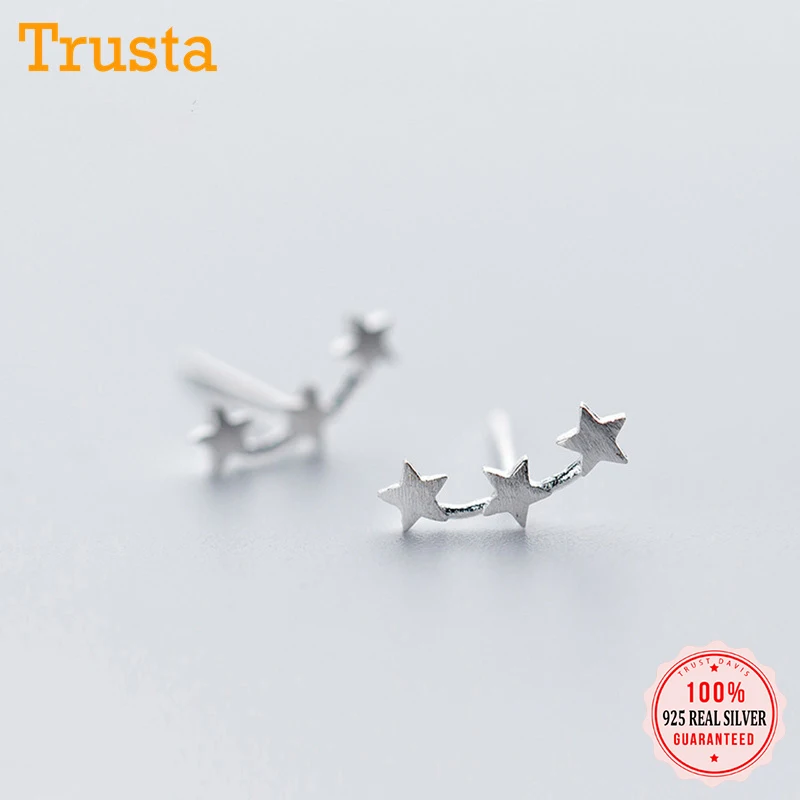 Trusta 100% Стерлинговое Серебро 925 пробы женские модные милые миниатюрные серьги