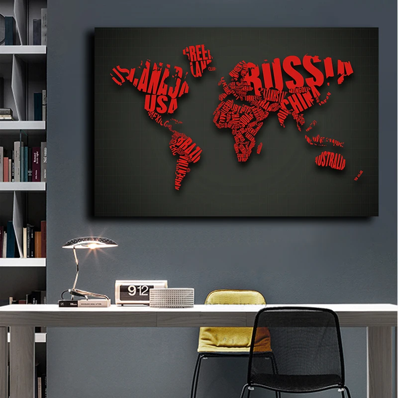 

World Map Wall Art Canvas Interior Paintings Country Name Aesthetic Personalized Posters Pictures Map of the World Wall