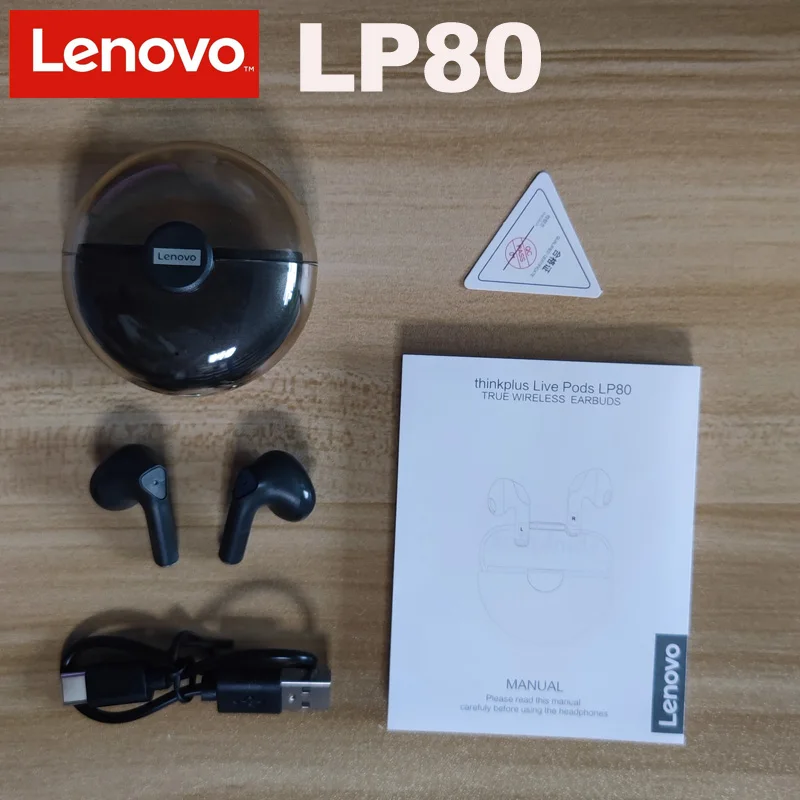 TWS стереонаушники Lenovo LP80 с поддержкой Bluetooth и сенсорным управлением|Наушники
