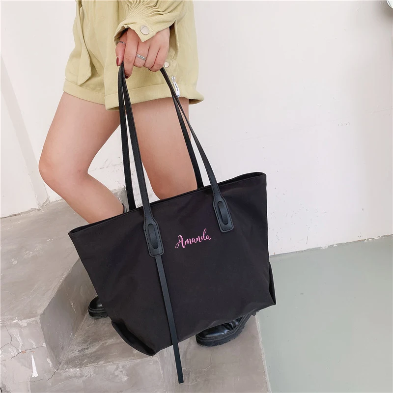 

Customizable Tote Oxford Bag Embroidered Name One-Shoulder Handbag Simple Versatile Large Capacity Bag