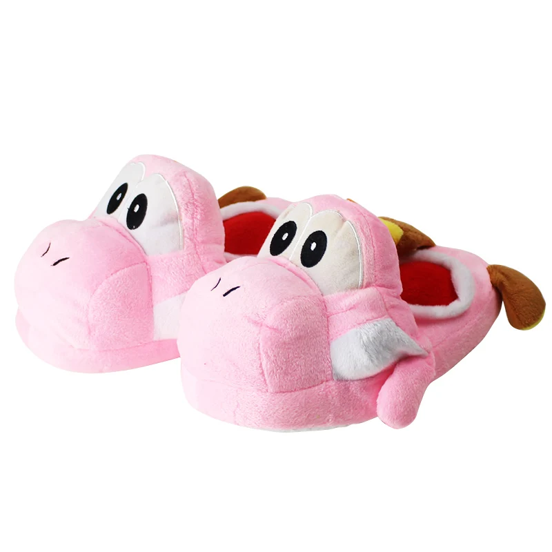 20cm yoshi kids size Супер Марио Йоши Единорог гриб Кот Олаф Игрушки зимние мужские и женские хлопковые домашние теплые тапочки домашняя плюшевая обувь с героями мультфильмов - Цвет: 20cm yoshi kids size