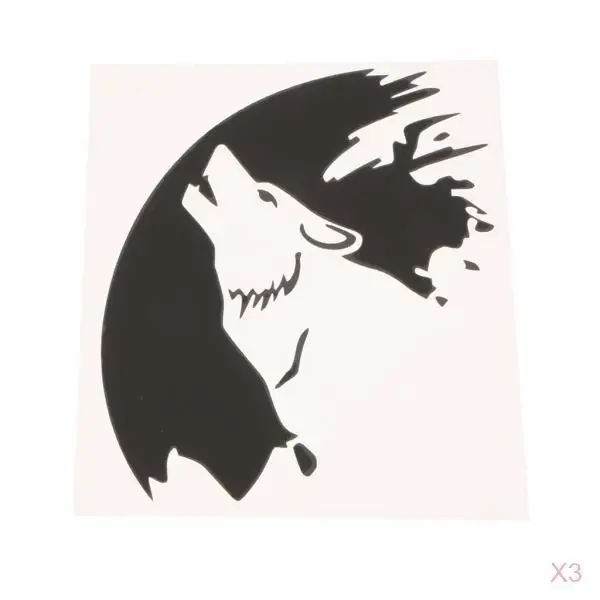 

3 Wolf Howling At Moon Vinyl Decal Art Sticker Car Truck Home Decor Black