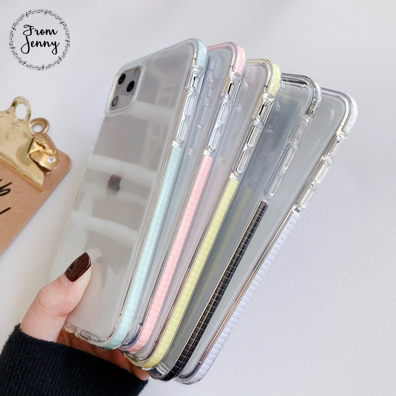 From Jenny прозрачный проверить границы для iPhone 11 Pro x xr xs макс 7 8 Plus простой мобильного