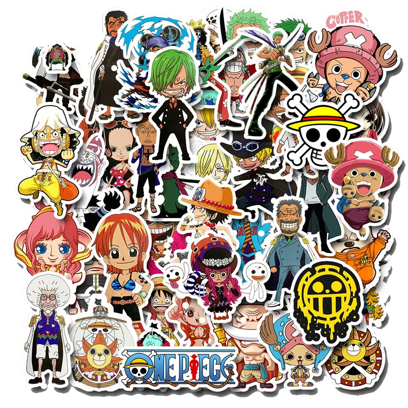 10 Вт 30 50 шт./упак. короткая футболка с героями из японского аниме ONE PIECE наклейки