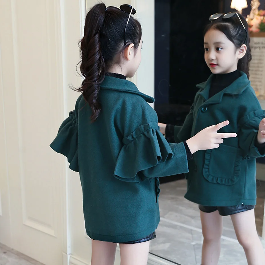 Куртки для девочек верхняя одежда однотонное пальто детская ветровка с