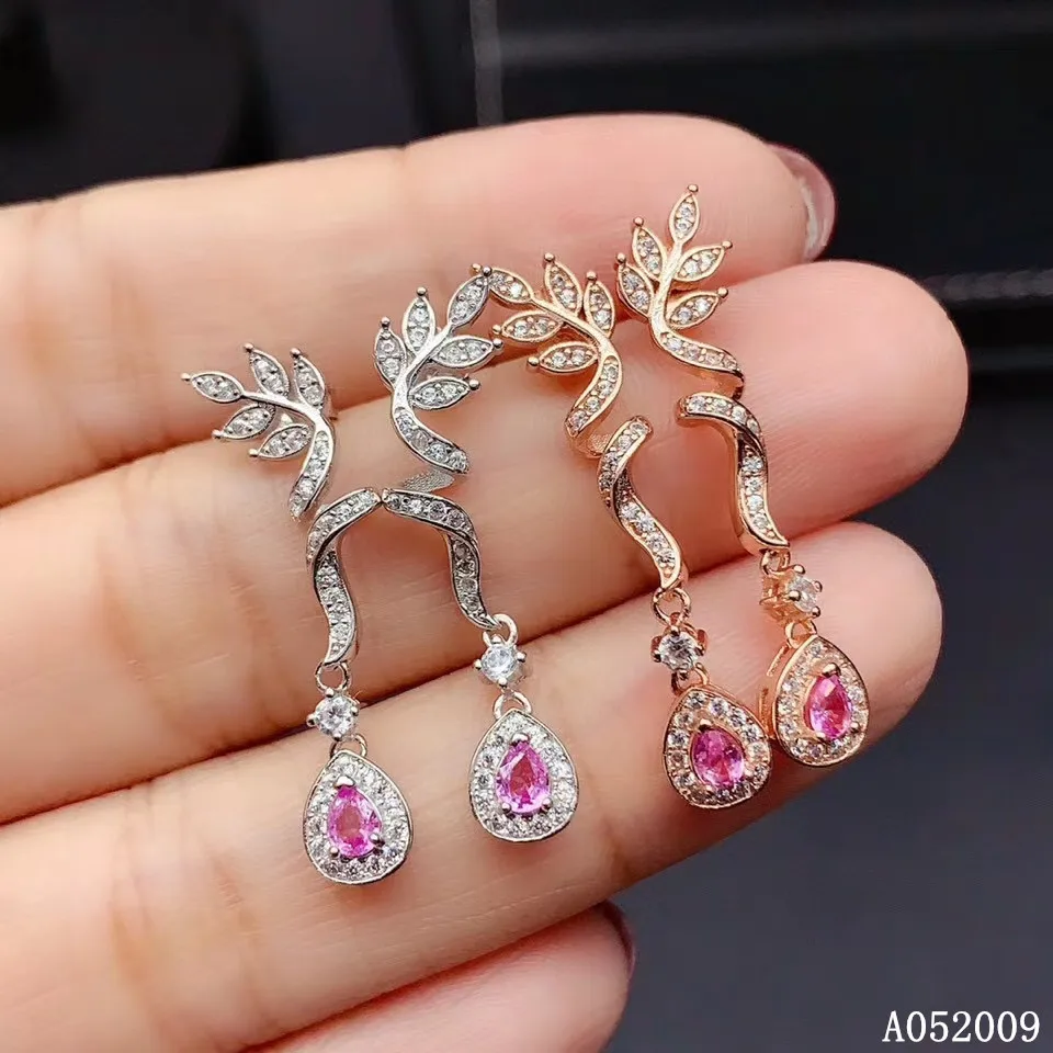 KJJEAXCMY fine jewelry 925 sterling silver inlaid natural pink sapphire earrings luxury girl new eardrop support test