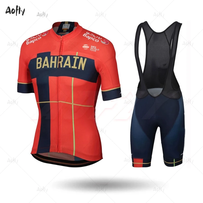 Беговая команда Бахрейна красная велосипедная одежда рубашка для велоспорта