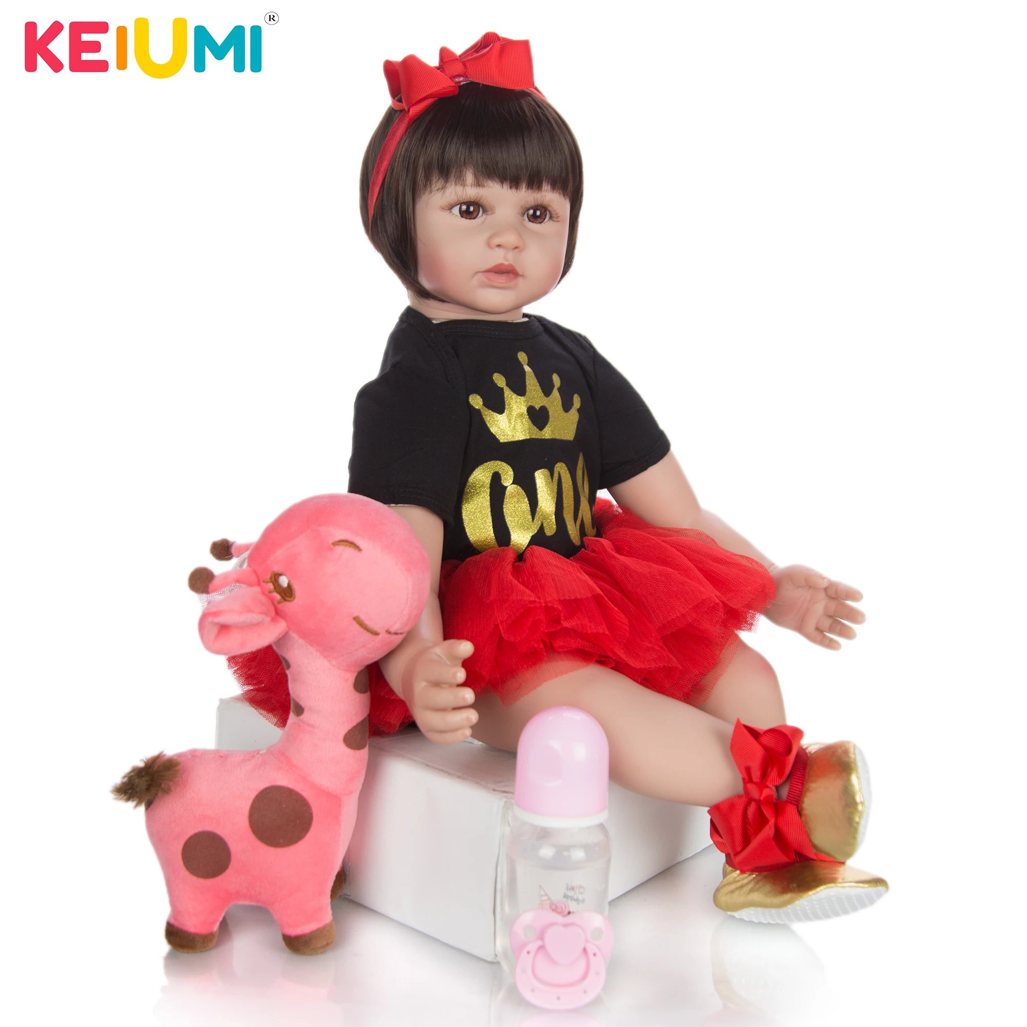 KEIUMI 60 см куклы Новорожденные девочки 24 дюйма модные силиконовые настоящие