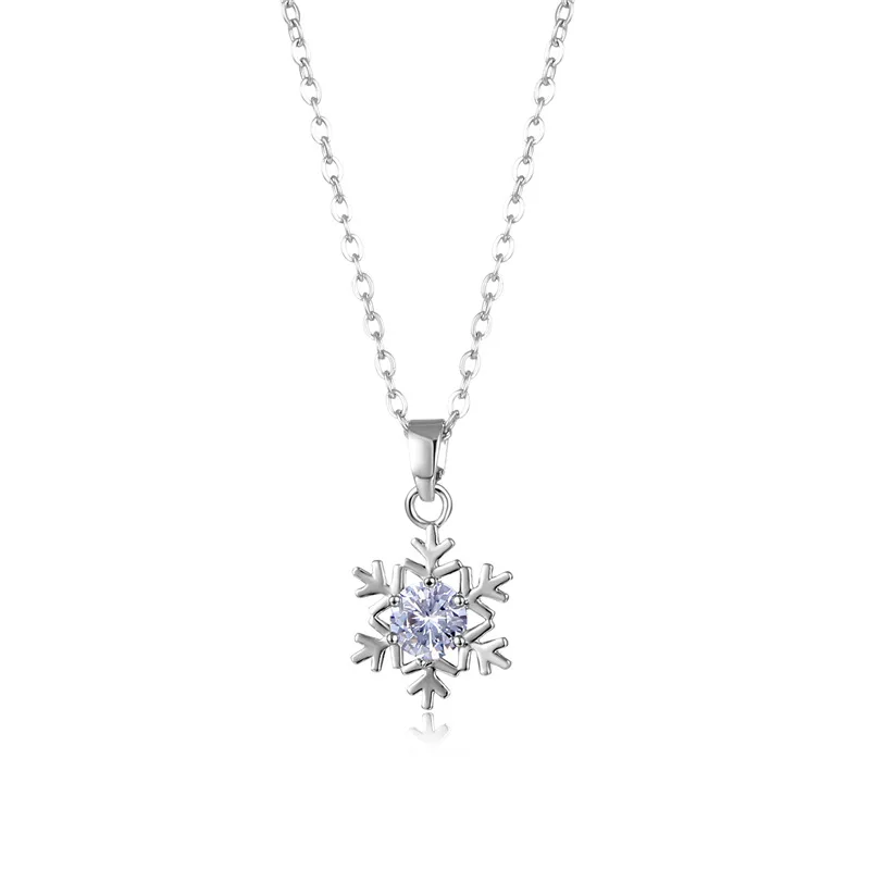 

New style inlaid zircon snowflake fluttering pendant necklace ins wind clavicle necklace fashion wild Valentine's day gift whole