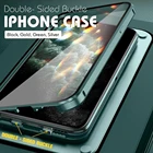 Двухсторонний чехол с пряжкой для iPhone 11 Pro Max 360, металлический чехол с магнитной адсорбцией для iPhone XS Max XR x 12 pro1