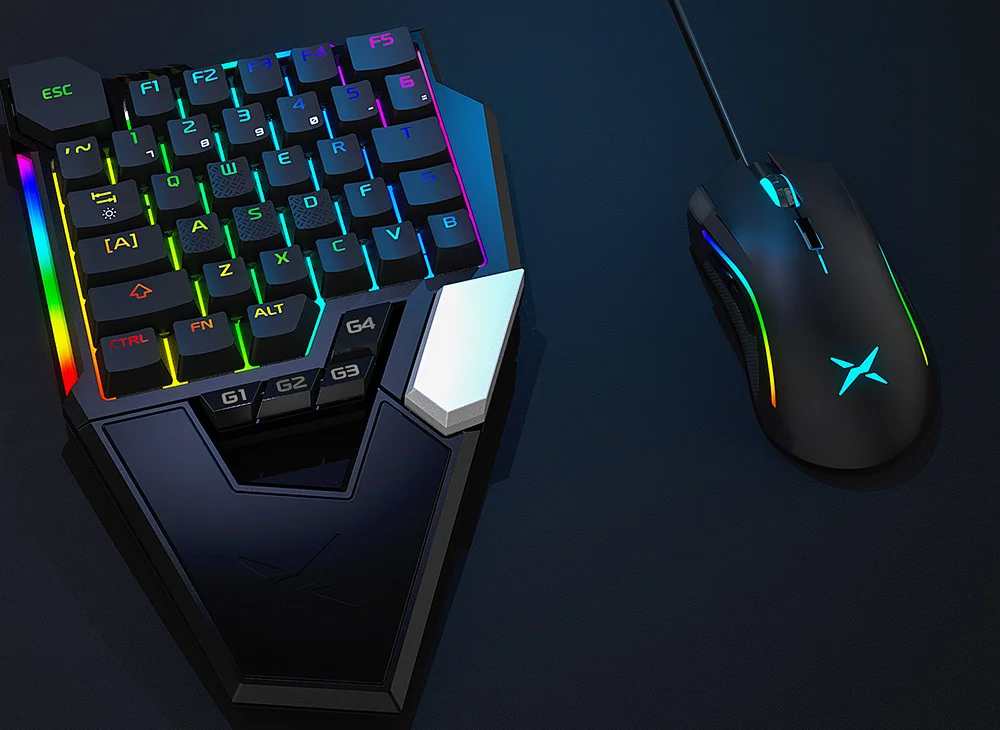 Delux T6 складные механические игровые клавиатуры синий переключатель 39 полностью programmabl ключи Проводная эргономичная Одноручная клавиатура для геймера