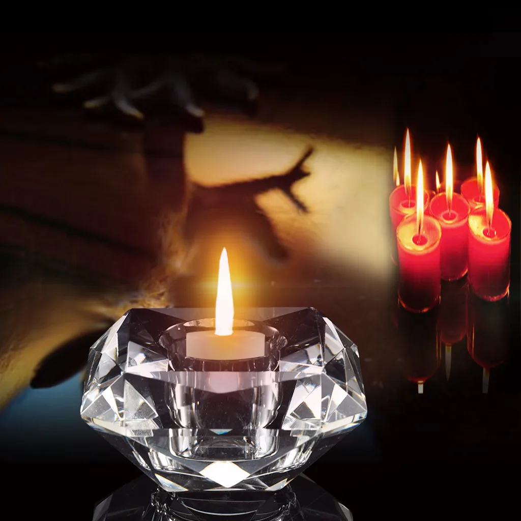 Прозрачный Ясный Кристальный стеклянный подсвечник чай светильник стенд