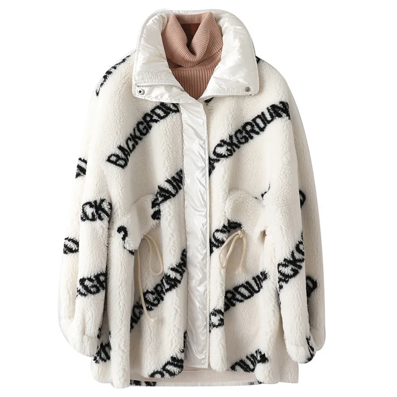 Бархатное пальто из овечьей шерсти с частицами комбинированное женское меховое