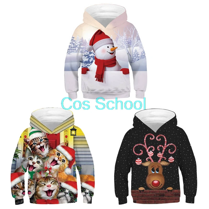 Cos/школьные Рождественские толстовки Детская толстовка с изображением снеговика