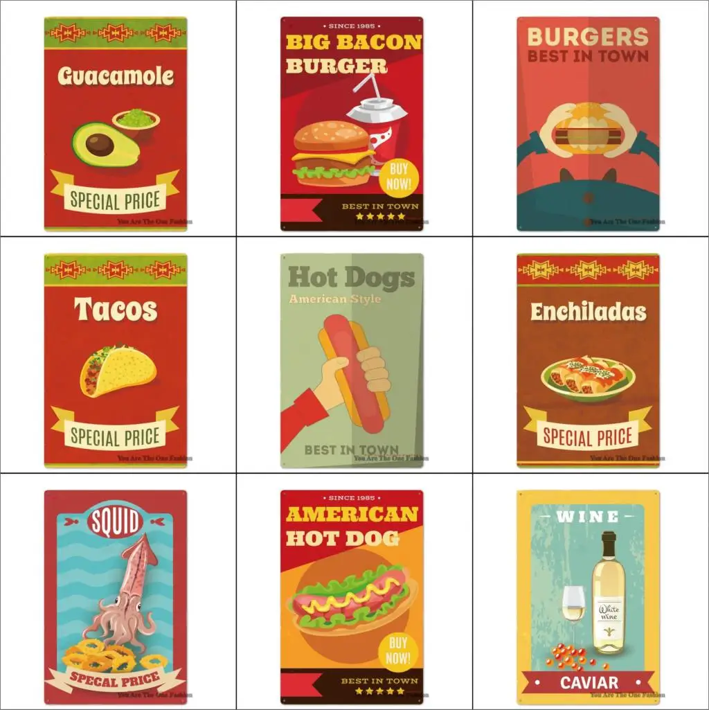 Кухня быстро Еда жестяная вывеска Специальная цена суши Винтаж Настенный декор