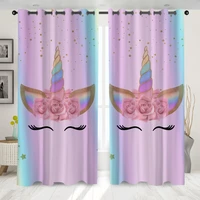 3d unicorn printing window curtains high quality modern living room decoration shading curtain for girl bedroom home decor