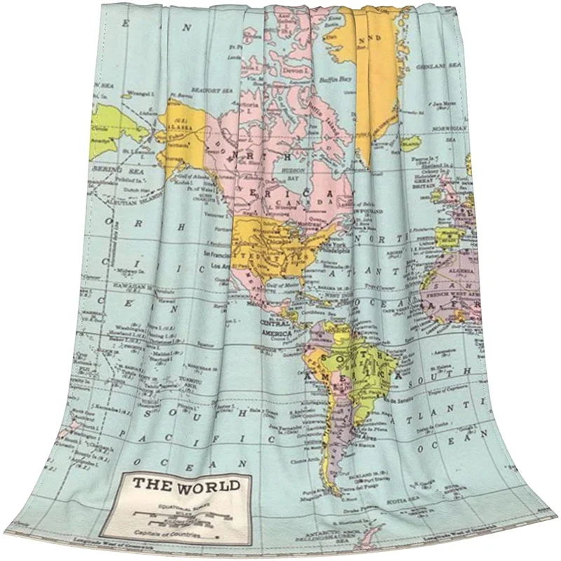 

World Map Navajo Cubre Camara Green Throw Blanket 3D Print On Demand Sherpa Super Comfortable For Sofa Thin Quilt