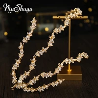 niushuya european gold mini flower rhinestones headband barrette bridal wedding ornaments women party hair jewelries accessories