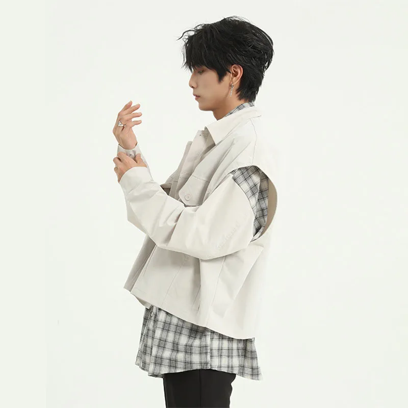 Комплект из 2 предметов рубашка и жилет Мужская Уличная одежда в стиле хип хоп