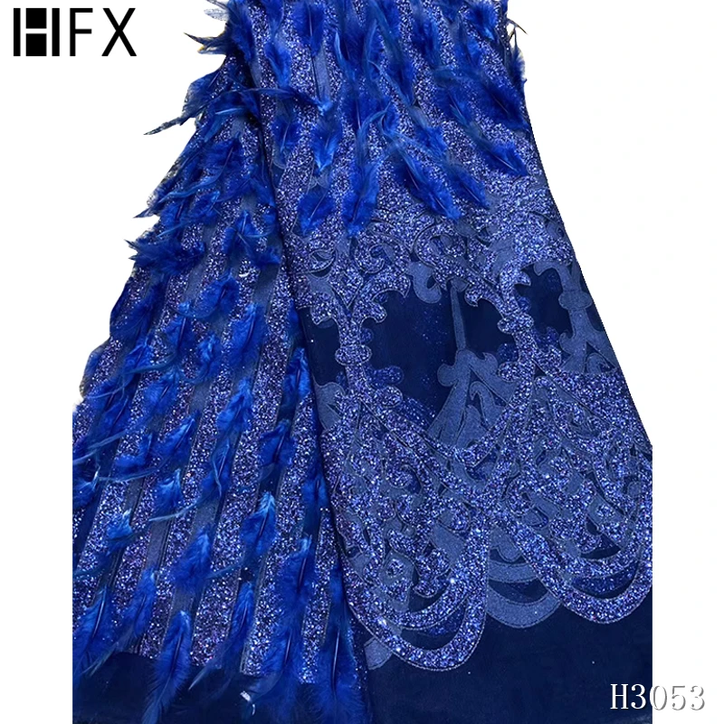 HFX новейшая африканская кружевная ткань с французскими перьями