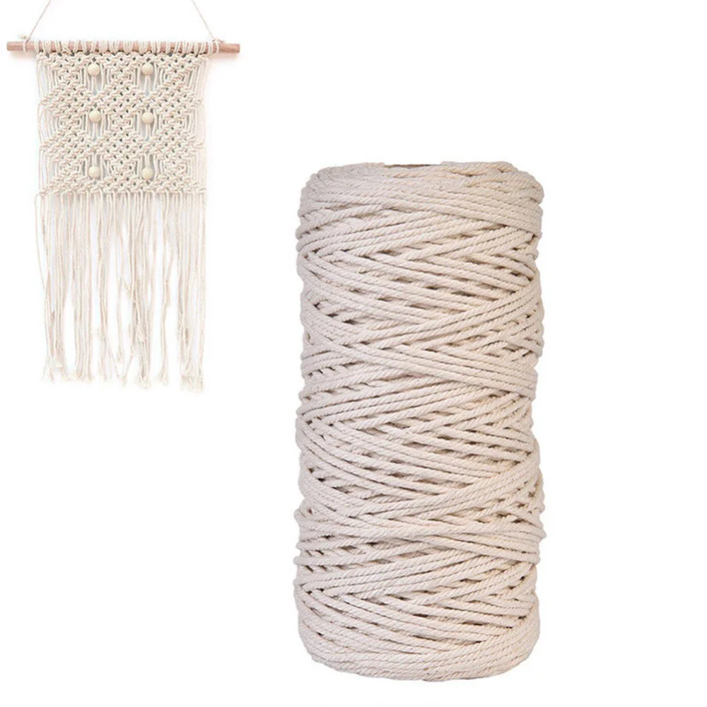 

QH 3mm*200M Natural Beige Cotton Rope Craft Decorative Twisted Cord Rope Handmade Decoration DIY Lanyard Ficelles Thread Cord