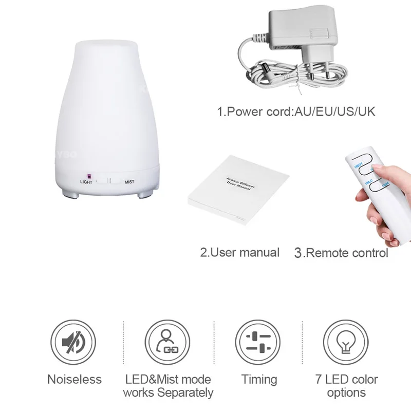 

200ml Remote Control Electric Aroma Diffuser Air Humidifier Essential Oil Diffuser Aroma Lamp Aromatherapy Mist Maker