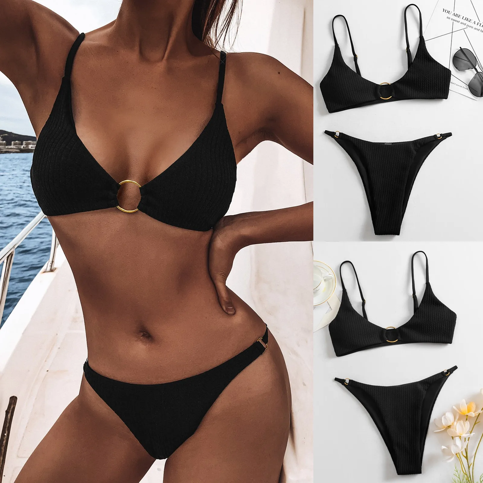 Пляжные купальники бикини Для женщин бандажный купальник 2021 сексуальный пуш ап