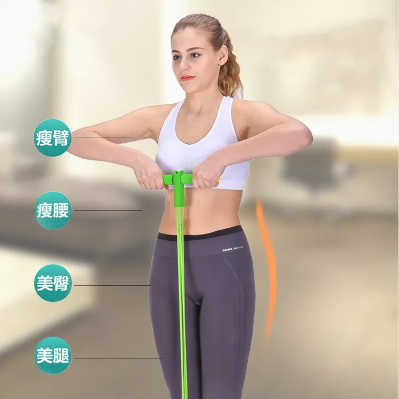 4 трубчатые Эспандеры для тренажерного зала латексные педалей растяжки