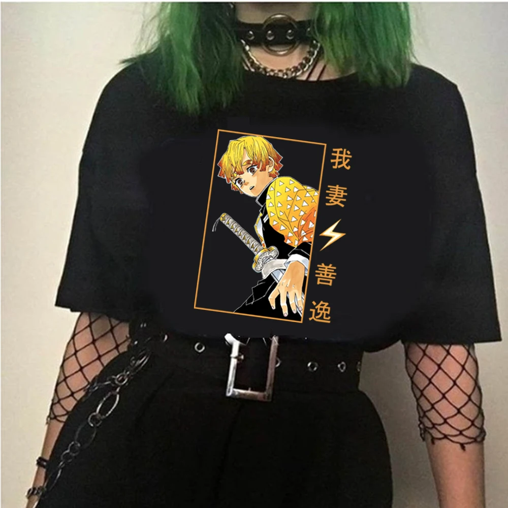 

Unisex T-shirt Demon Slayer T Shirt Short Sleeve Harajuku Tees Agatsuma Zenitsu Print Clothes