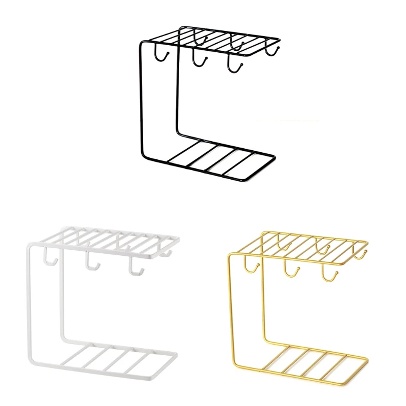 

Metal Mug Tree Holder Stand for Counter 6 Hooks Coffee Cup Display Hanger Rack Organizer for Kitchen Cabinet