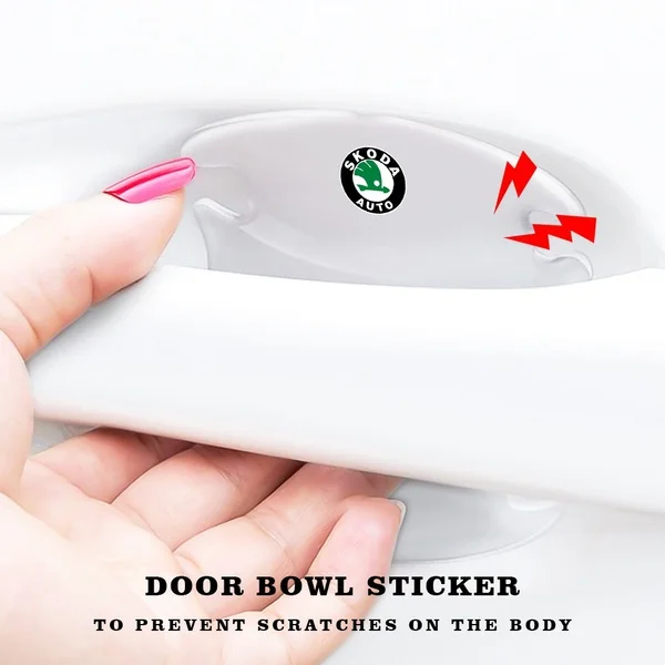 

Car Door Body Protector Car Anti-Collision Decal Car Anti-Scratch Door Bowl Decal With Car Logo For Universal Car Skoda