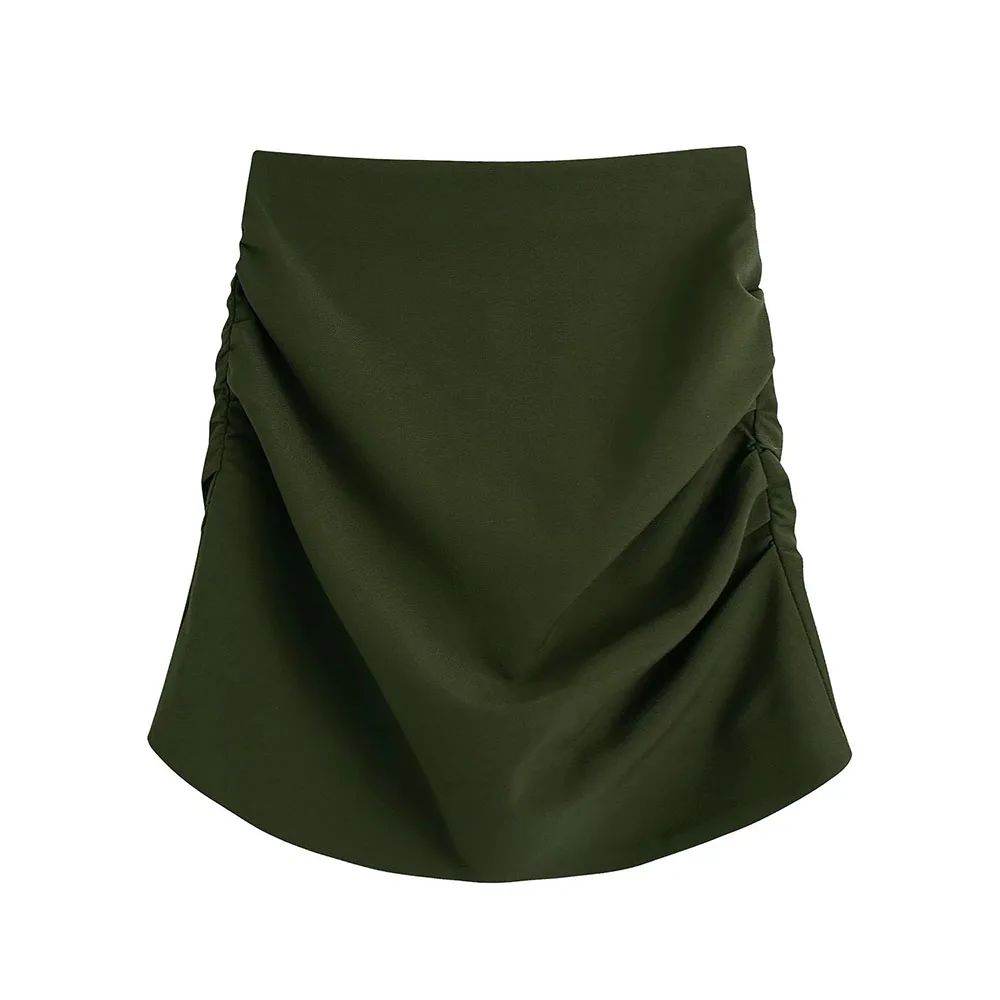 

Women 2021 Early autumn New Chic Fashion Folds Mini Skirt Vintage High Waist Back Zipper Female Skirts Mujer