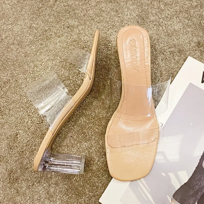 

Sexy Clear High Heels Slippers Women Shoes Woman 2020 Summer New Fashion Transparent Ladies Shoes Female Crystal Sandals Slides