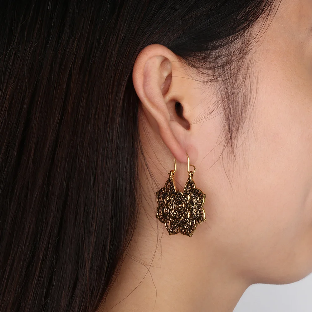 Винтажные висячие серьги для женщин этнические массивные ювелирные украшения из