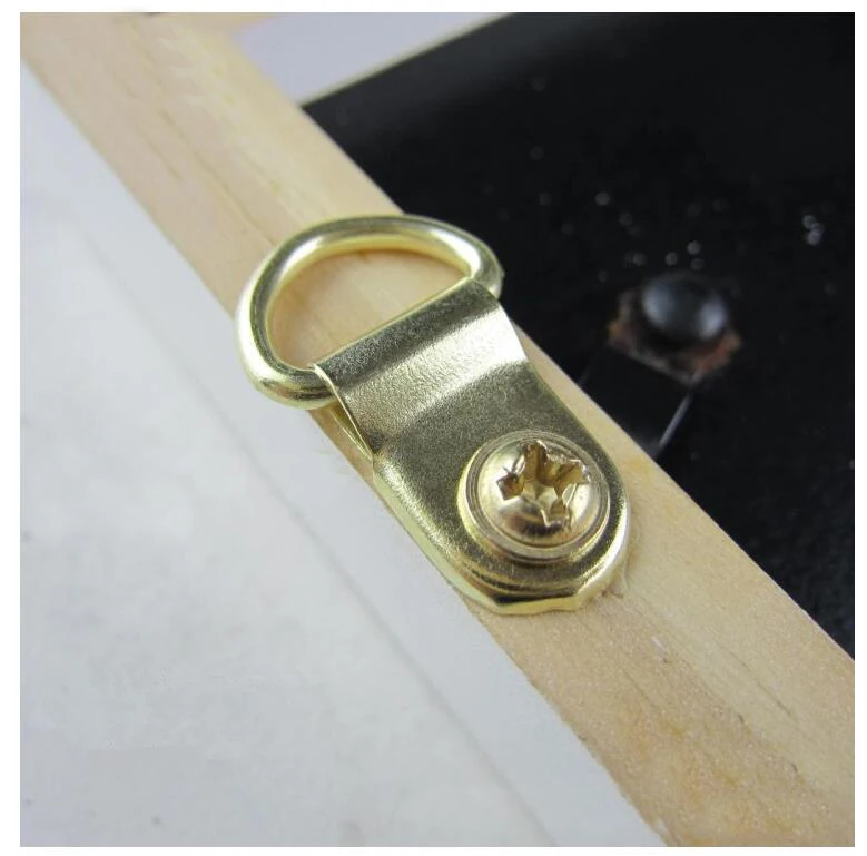 

50PCS Golden D-Ring picture framing frame hanging wall mount hooks hangers with screws