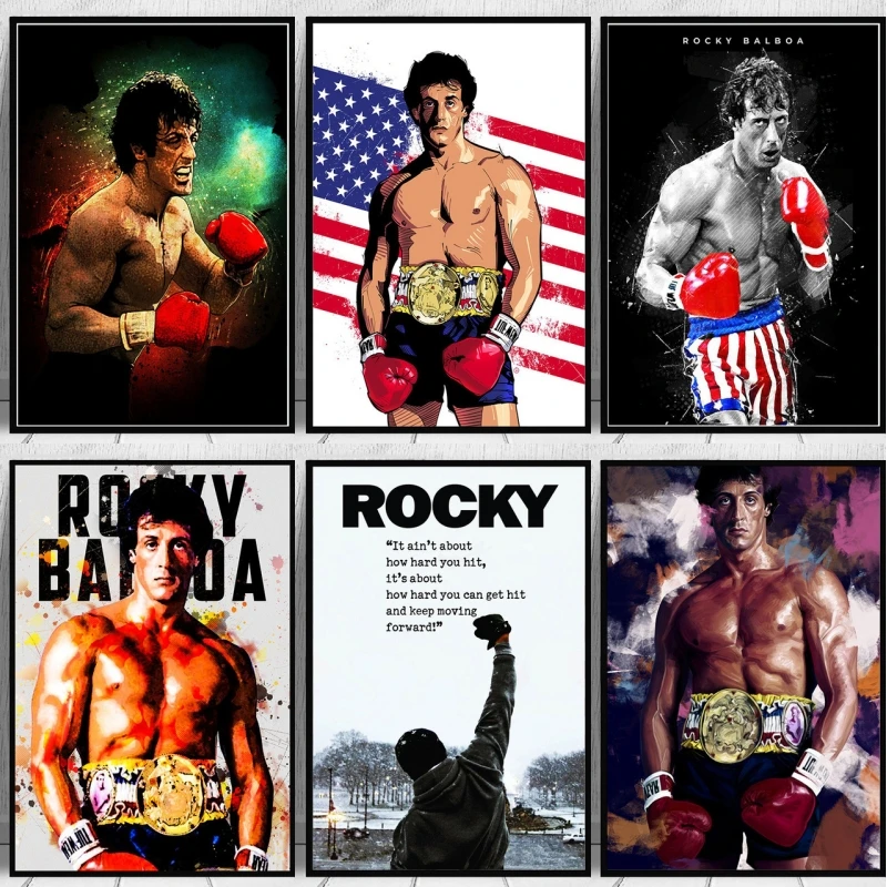 

Boxing King Rocky Balboa Portrait Photo Comics Creative Canvas Printing Inspirational Poster Bedroom Decoration